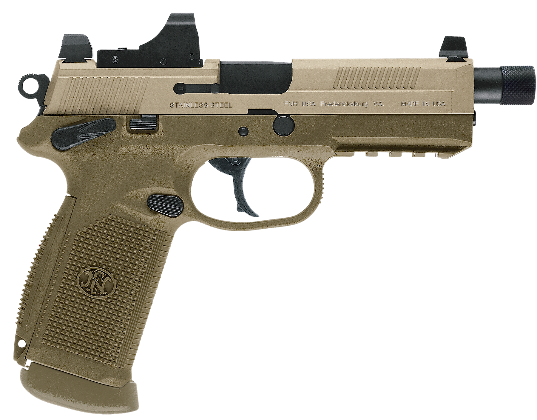 FN 66968 FNX-45 Tactical 45ACP NS 15+1 5.3" 3 Mags FDE Poly Grips/FDE Slide