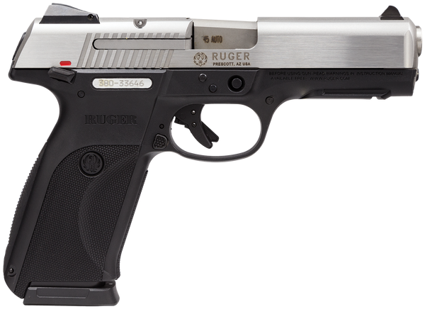 Ruger 3801 SR45 Std 45 ACP 4.5" 10+1 Blk Grip/Frame Brushed Stainless Slide