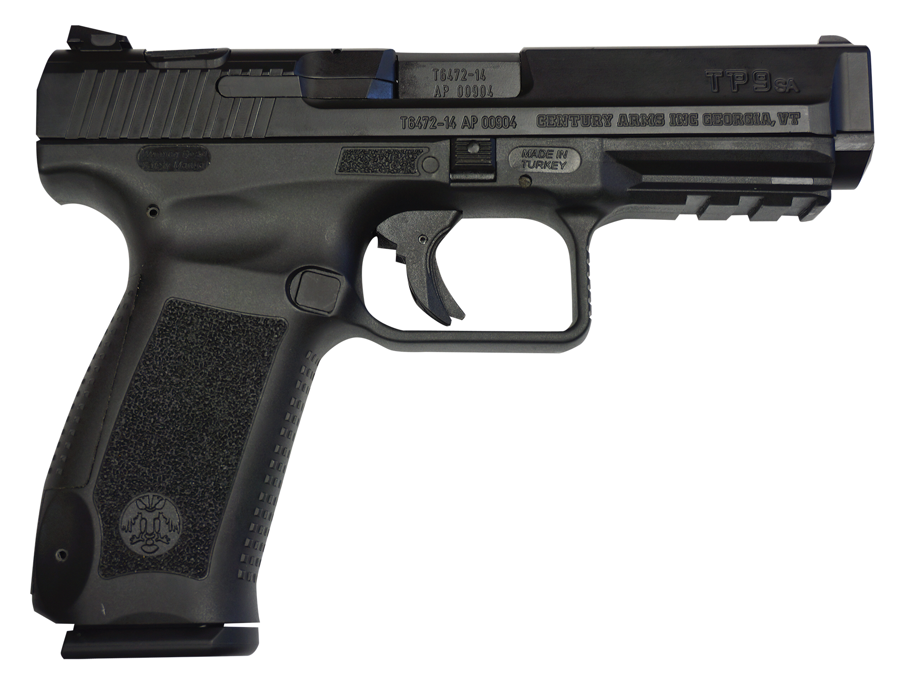 Century HG3277N TP9SA Double 9mm Luger 4.47" 18+1 3-Dot Black Interchangeable Backstrap Grip/Polymer Frame Black Cerakote